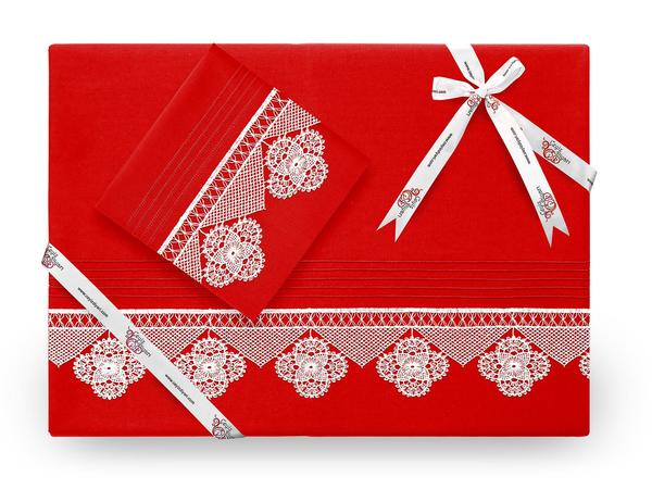 Shimmer Needle Lace Bettbezug Set Rot