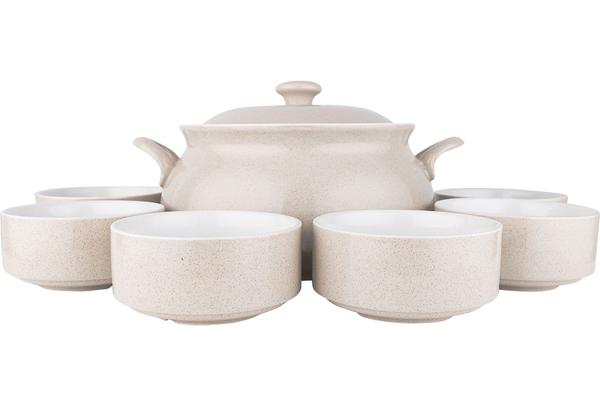 Almina Güveç Tencere Seti | Porselen | Krem | 6 Parça | AL-8098