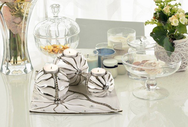 Almina 3'lü Dekoratif Mumluk | Beyaz | AL-3490-Weiss