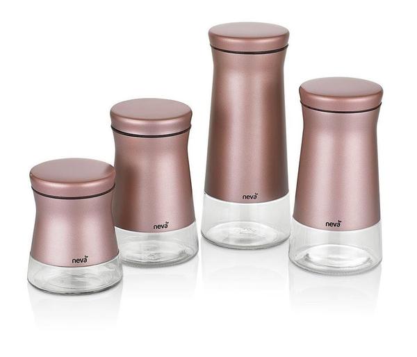 Neva Sweet Maxi Rose Chocolate 4'lü Cam Kavanoz Seti