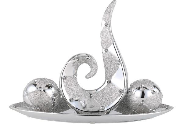 Almina 4 Parça Seramik Dekoratif Mumluk | Gümüş | Al-5777-s2