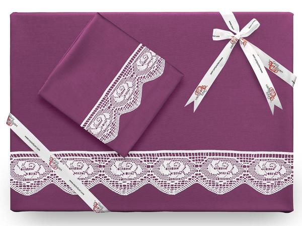 Puka Plain Lacy Bettbezug Set Pflaume