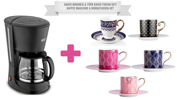 Sinbo 1,2 lt Filtre Kahve Makinesi & Türk Kahve Fincan Seti