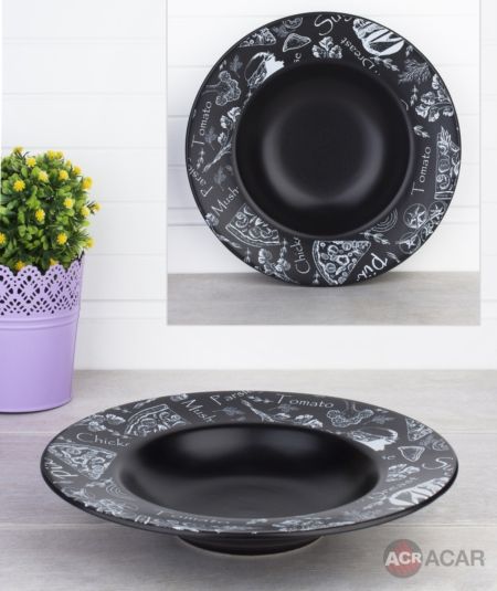 Ege Makarna Tebesir Dekor 956 Mat Siyah Uzeri