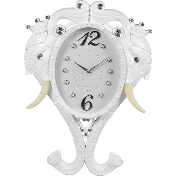 Almina Wall Clock Elephant Pattern Kitchen Clock Stone White