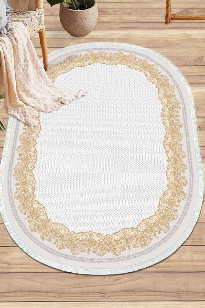 Birkilim Oval Yıkanabilir İpeksi Kaymaz Taban Dekoratif Halı | MLN-IP-O-HY-897