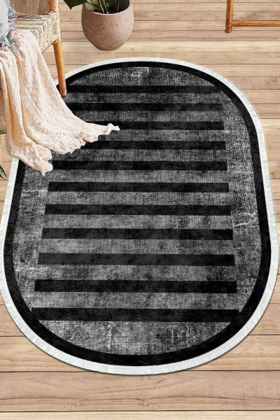 Birkilim Oval Yıkanabilir İpeksi Kaymaz Taban Dekoratif Halı | MLN-IP-O-SD-247