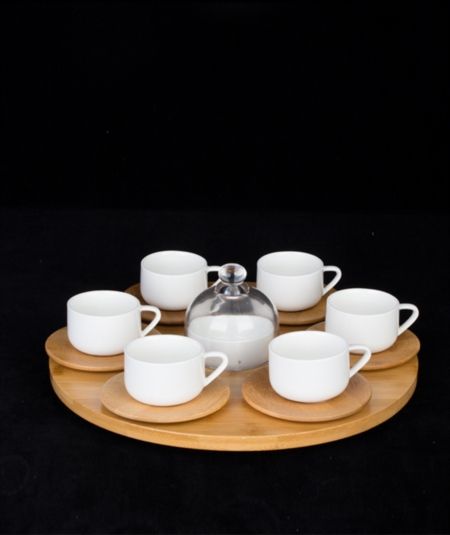 Acar | 6 Kişilik Tepsili Porselen Kahve Seti