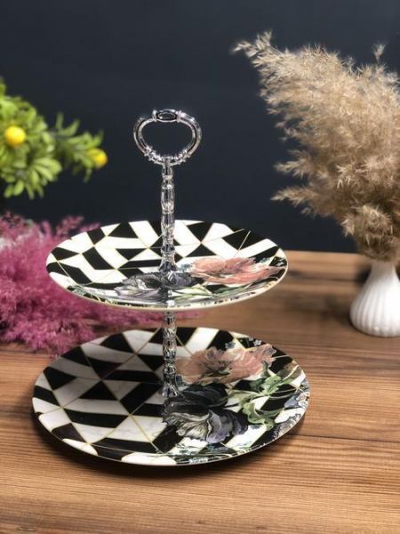 Assaf | Porte-biscuits et fruits à deux couches à motifs YNS