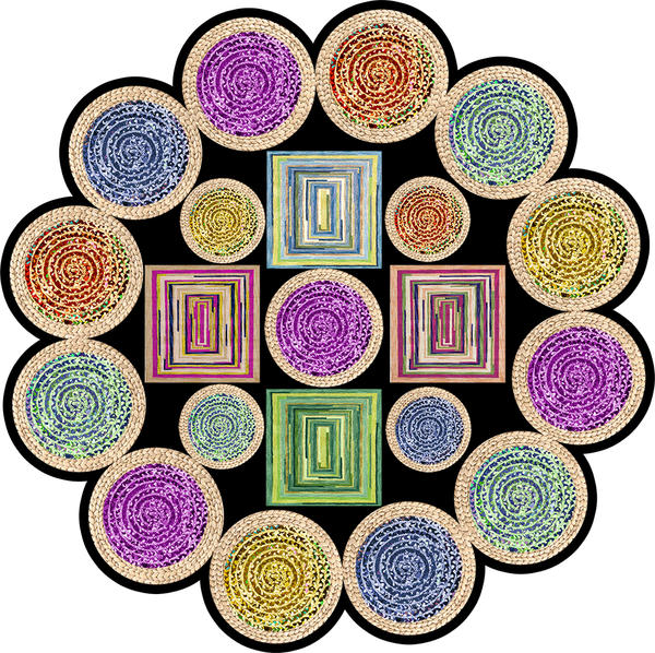 Kozzy Home Washable, Leather Base Round Carpet 6421 100x100