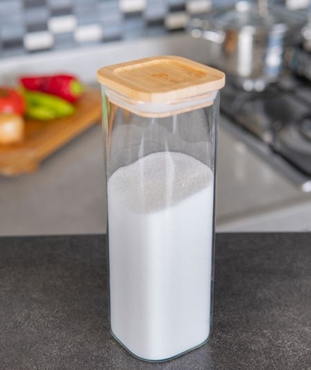 اكار | برطمان زجاج طويل 0.5 لتر مع غطاء بامبو