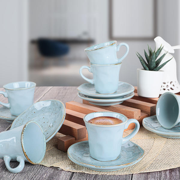 Splash Light Blue Kaffeeset 12 Stück für 6 Personen - 18921 | Keramika
