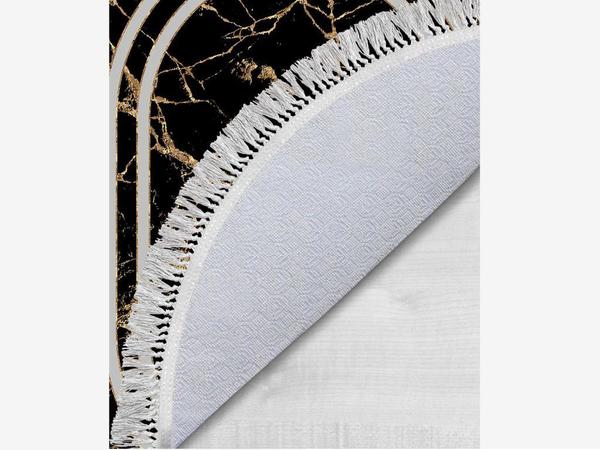 Ovale Badematte mit Fransen 2er-Set Linear Stone Black Gold