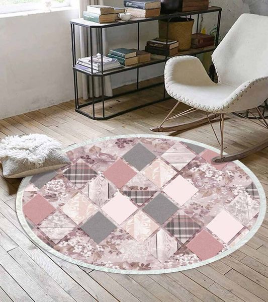 Birkilim Yuvarlak Yıkanabilir Dekoratif Halı İpeksi Kaymaz Taban | MLN-IP-YU-HT-201