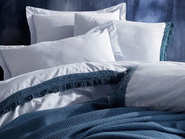 Cottonbox Nature Çift Kişilik Pikeli Nevresim Takımı İndigo