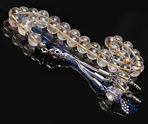 Chapelet en pierre citrine (8 mm en argent sterling 925)