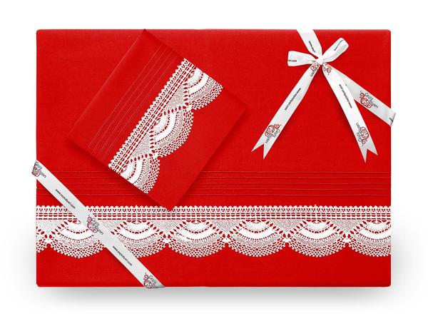 Ensemble de housse de couette en dentelle à l'aiguille côtelée Kula Rouge