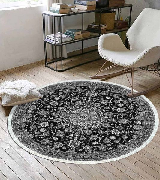 Birkilim Yuvarlak Yıkanabilir Dekoratif Halı İpeksi Kaymaz Taban | MLN-IP-YU-HT-125