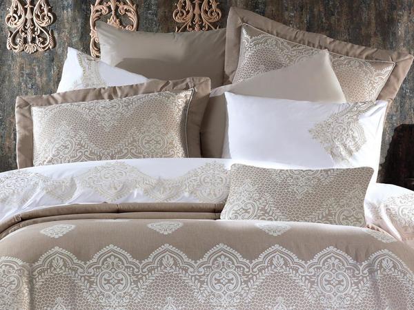 Burçak Çift Kişilik Nevresimli Yatak Örtüsü Bej