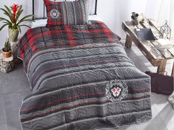 Mitgift Adel Stepp-Einzel-Tagesdecke Anthrazit