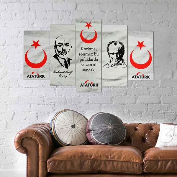 5 Parça Tablo - Mehmet Akif Ersoy ve Mustafa Kemal Atatürk