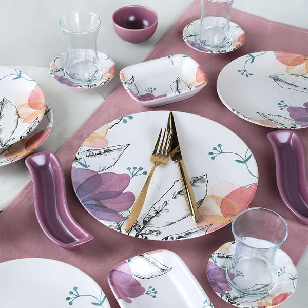 طقم فطور ليليا 19 قطعة لـ 4 أشخاص - 19176 | كيراميكا