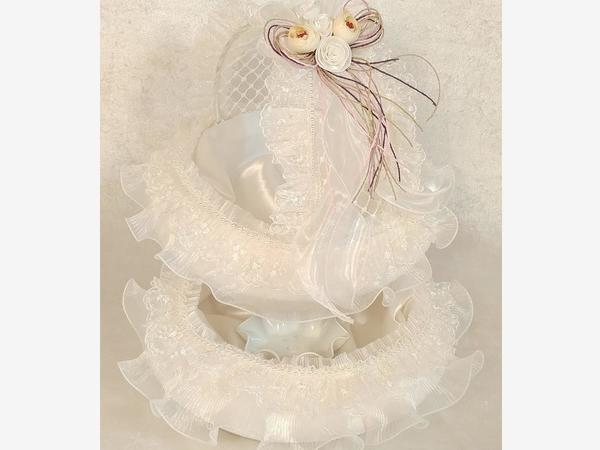 Tüll Rose Oval Henna Tablett und Korb Creme