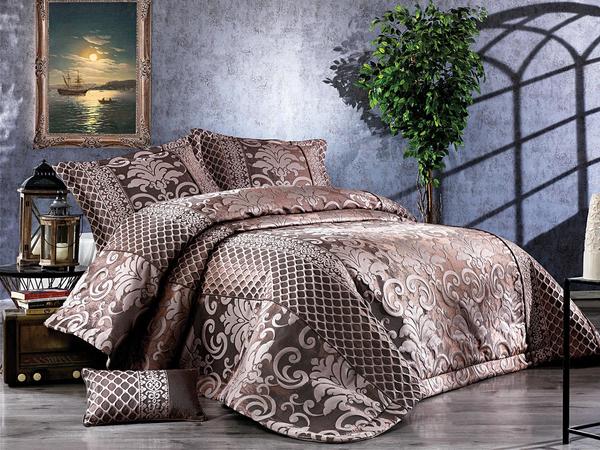 Eliza Çift Kişilik Yatak Örtüsü Kahve