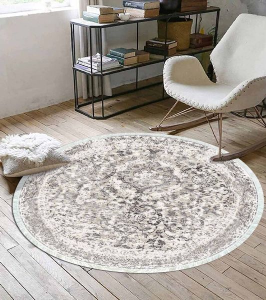 Birkilim Yuvarlak Yıkanabilir Dekoratif Halı İpeksi Kaymaz Taban | MLN-IP-YU-HT-340