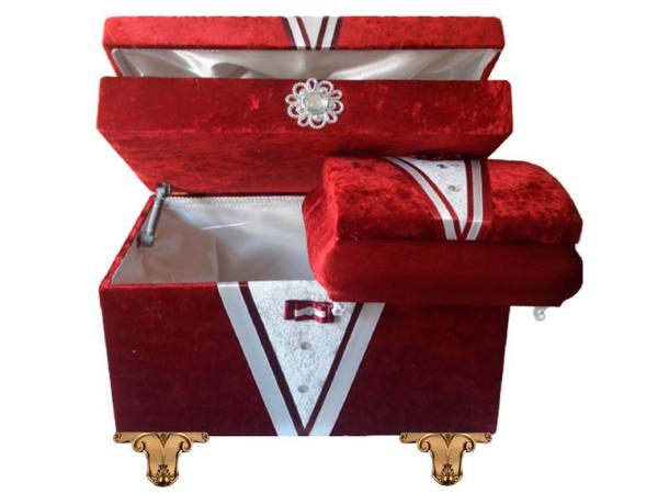 Groom Figured 2 Compartiments 2 Piece Dowry Chest Bordeaux
