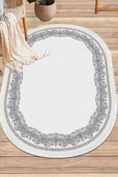 Birkilim Oval Yıkanabilir İpeksi Kaymaz Taban Dekoratif Halı | MLN-IP-O-HY-896