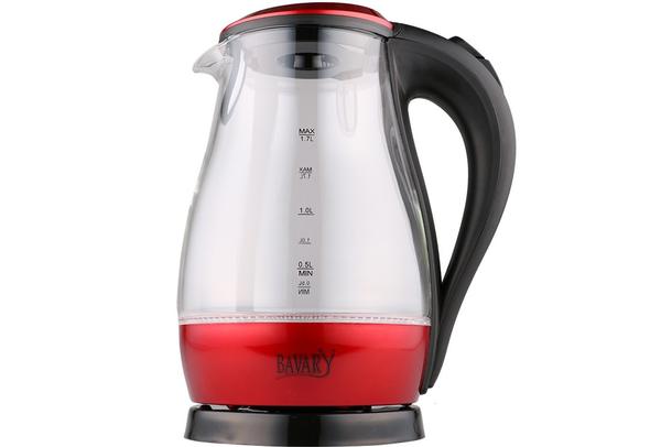 Bavary Cam Elektrikli Su Isıtıcısı 1.7 lt Kablosuz | Kırmızı |By-hhb1765-red