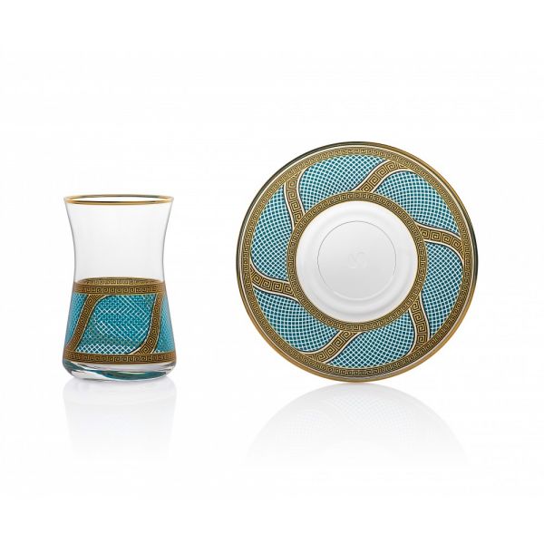 Oz Life | Enza Patterned Turquoise Tea Set 12 Pieces