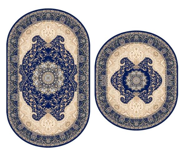 Bayev Otantik Mavi Oval 2`li Banyo Paspas Seti Klozet Takımı 1811 01