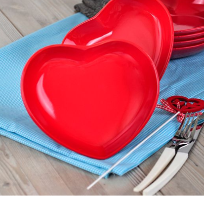 Assiette de service coeur rouge 6 pièces 25 cm | Keramika