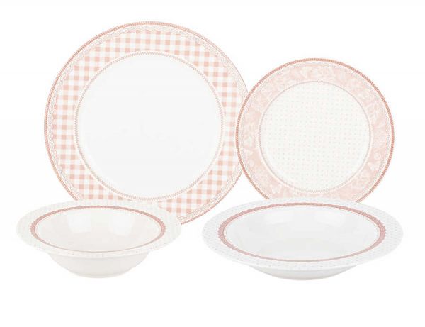 Tantitoni | Porselen Pink Quadro 24 Parça Yemek Takımı