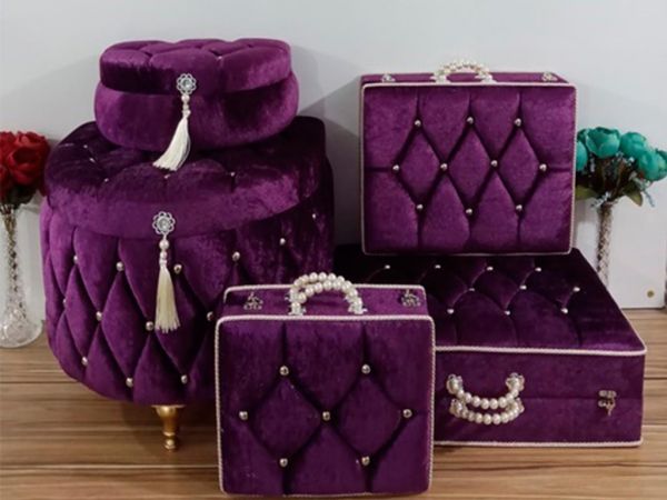 D Model Tasseled 5 Litre Dowry Chest Set أرجواني