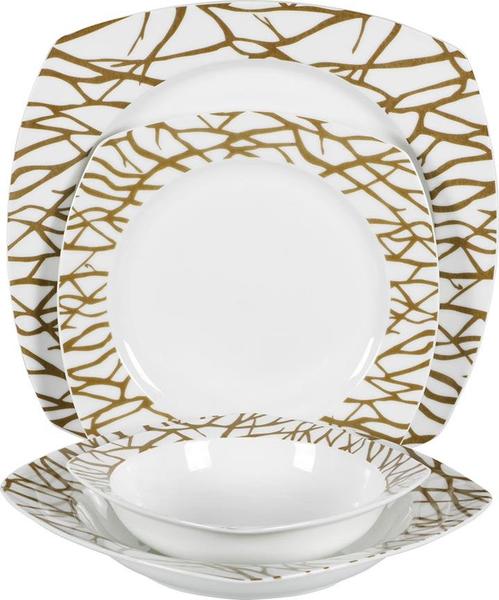 Korkmaz Gala Collection 24 Parça Kare Porselen Yemek Takımı | 6 Kişilik | A8973