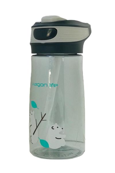 Bayev Gri Tritan Pipetli Su Matarası 500 ml