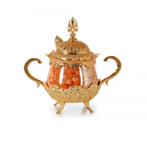 13-004-K-TRNC-18 برتقالي بورسلين منقوش دائري مزخرف | SILK-BSM072