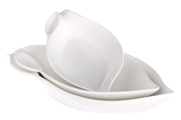 Almina 3 Parça Porselen Servis Tabağı | Beyaz | AL-1624