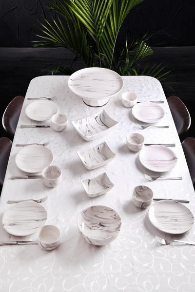 17 Piece Marble Pattern Breakfast & Dinner Set