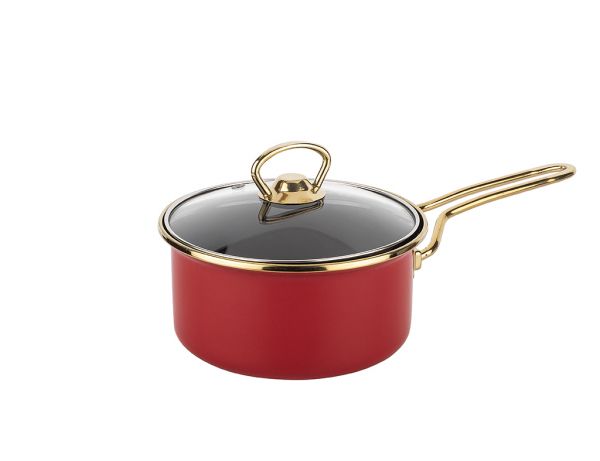 006-01-ROUGE COUVERCLE ÉMAIL COUVERCLE À SAUCE 16CM