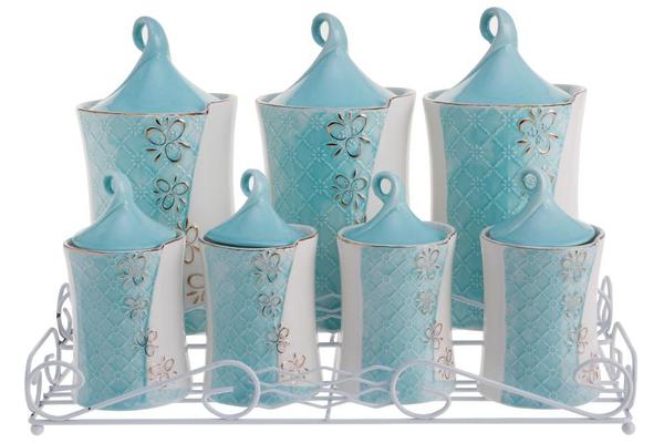 Duygu 15 Teiliges Gewürzdosen Set Türkis Dg-1520-turkuaz