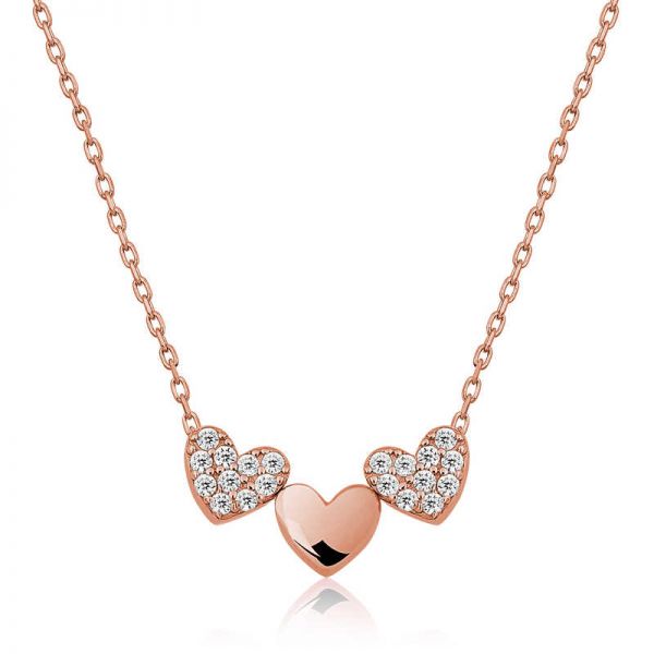 Gümüş Üç Kalp Bayan Kolye