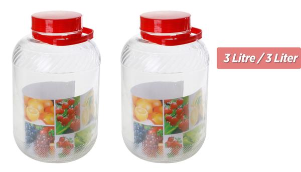 Dekonaz Cam Turşu Kavanozu | 2 Adet | 3 Litre | Kırmızı
