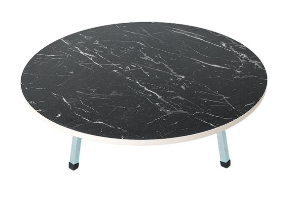 Dekonaz | Geleneksel Yer Sofrası | Masa | 80 cm | Mermer Desenli | Siyah