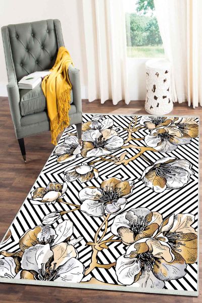 Birkilim Yıkanabilir Dekoratif Halı İpeksi Kaymaz Taban | MLN-IP-SD-128