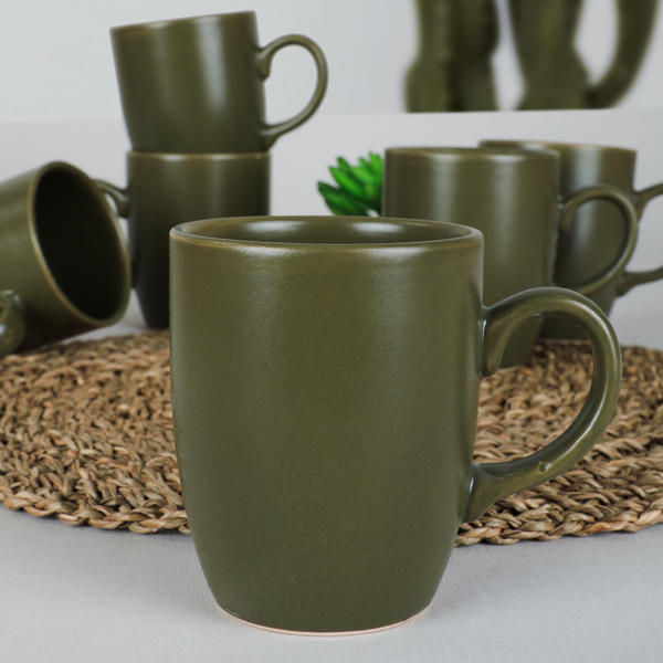 Matte Dark Green Cloud Mug 9 Cm 6 Pieces | Keramika