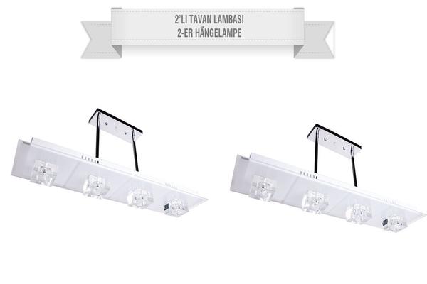 Dekonaz Avize Tavan Lambası | 2 Adet | 20x100cm | Kristal